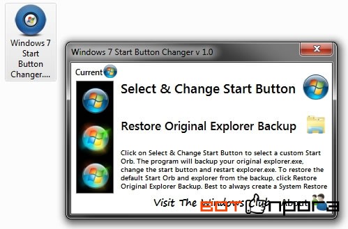 Замена стандартной кнопки Пуск Windows 7